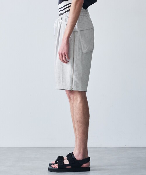 5351 POUR LES HOMMES パンツ クールツイード サイドジップ ショート