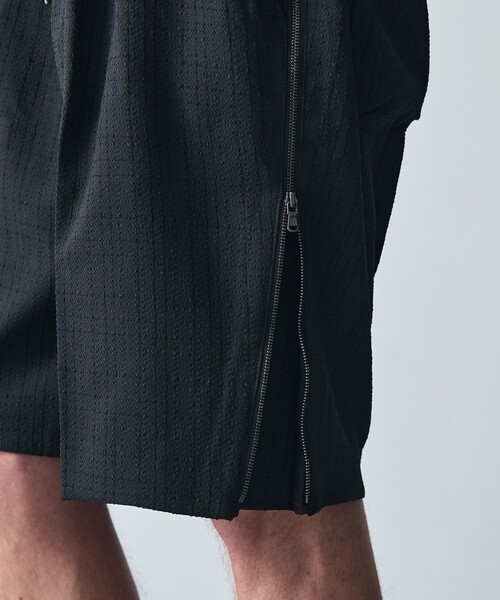 HALTI ブラック フルジップジャケット　ハーフパンツ 男性用 5351 POUR LES HOMMES パンツ クールツイード サイドジップ ショート