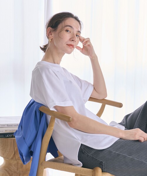 tシャツ コットン天竺 ラウンドヘム Tシャツ レディース