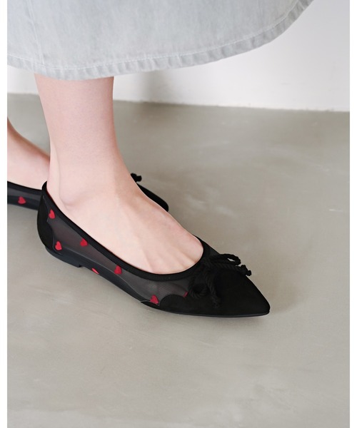 バレエシューズ パンプス ハート フロッキー チュール : ZOZOTOWN