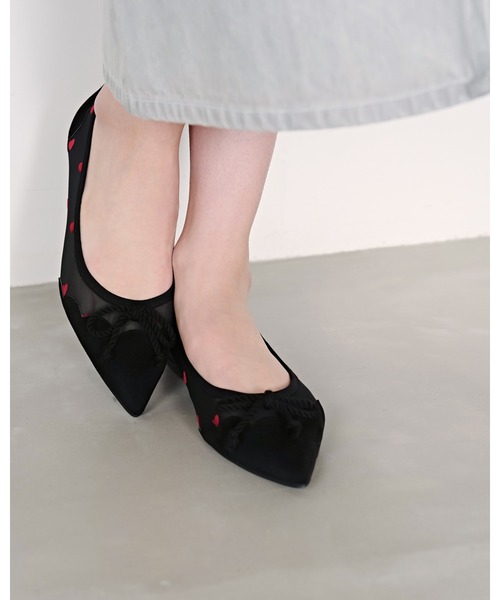 バレエシューズ パンプス ハート フロッキー チュール : ZOZOTOWN