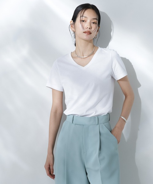 tシャツ Anti Soaked(R) 汗染み防止VネックTシャツ レディース | NANO universe
