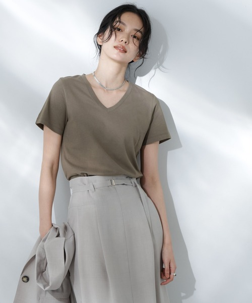 tシャツ Anti Soaked(R) 汗染み防止VネックTシャツ レディース | NANO universe | 18