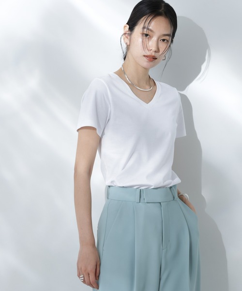tシャツ Anti Soaked(R) 汗染み防止VネックTシャツ レディース | NANO universe | 21