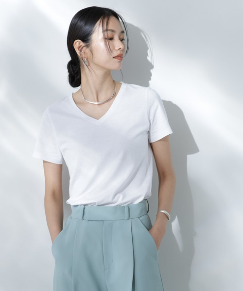 tシャツ Anti Soaked(R) 汗染み防止VネックTシャツ レディース | NANO universe | 22