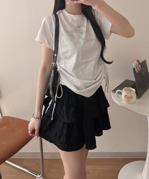 nemne（ネンネ） tシャツ 半袖 リボンギャザーアソートTシャツ