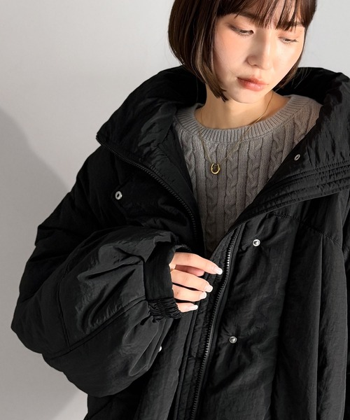 AD1997 90s archive 中綿ウールオーバーコート ダウン 黒 GALLARDAGALANTE ダウンコート ダウンジャケット ボックスダウン