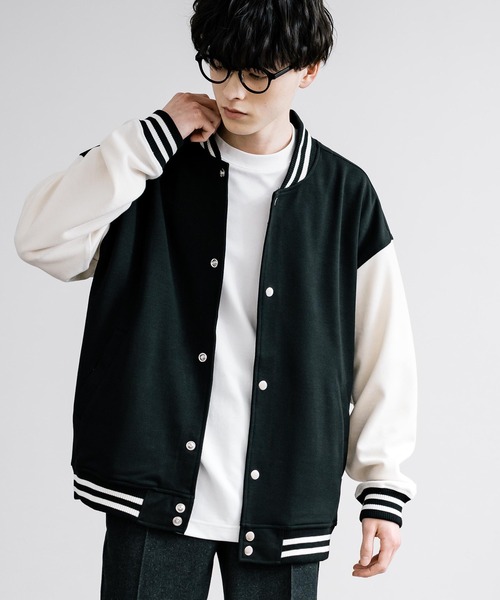 「Rocky Monroe」 「skkone collection」スタジャン M グレイッシュベージュ メンズ_画像2