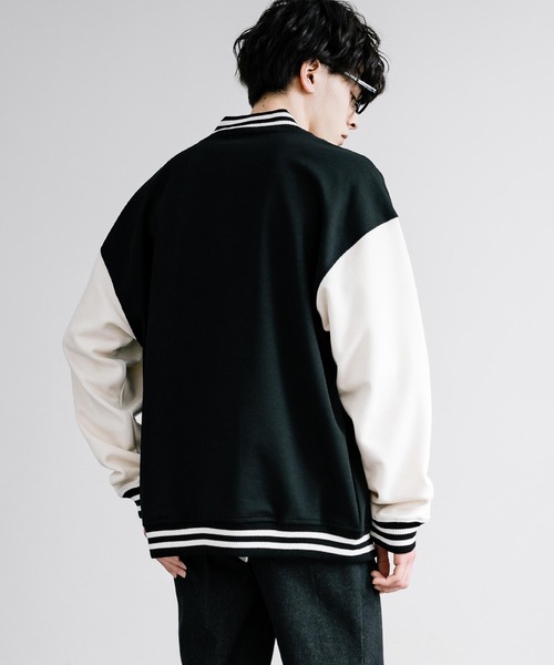 「Rocky Monroe」 「skkone collection」スタジャン M グレイッシュベージュ メンズ_画像3