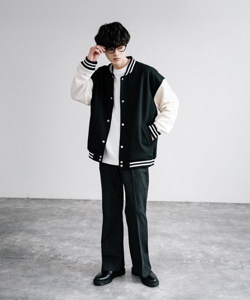 「Rocky Monroe」 「skkone collection」スタジャン M グレイッシュベージュ メンズ_画像5