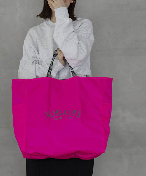 NOMADIS トートバッグ NOMADIS◇トートバッグ/ナイロン/BLK/無地 : セカンドストリート