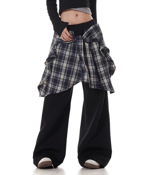 SHEENA（シーナ） ワイドパンツ スウェットパンツ ジャージ フェイク