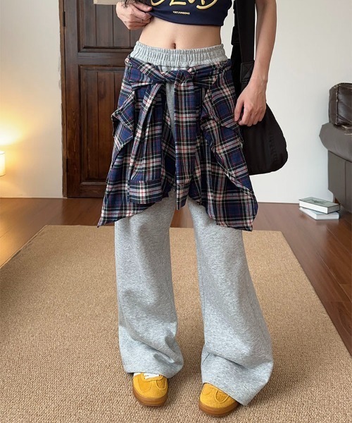 SHEENA（シーナ） ワイドパンツ スウェットパンツ ジャージ フェイク