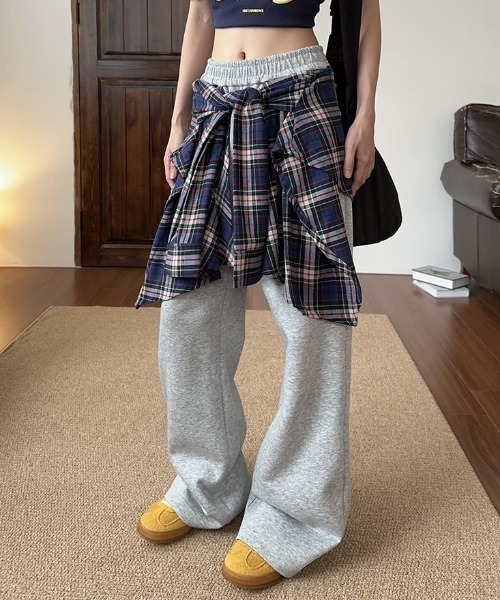 SHEENA（シーナ） ワイドパンツ スウェットパンツ ジャージ フェイク