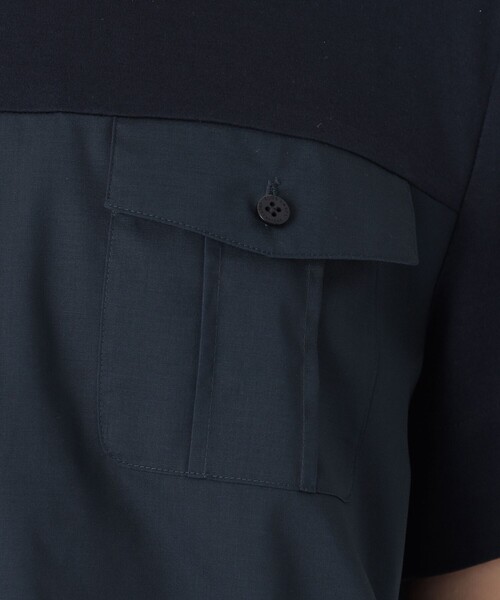 ブルーレーベル　タイプライターカットコンビブラウス　サックス サイズ38 BLUE LABEL CRESTBRIDGE ブラウス シャツ タイプライターカット