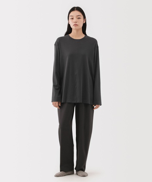 お得MUJI スムースジャージー長袖カットソー L 黒・ダークグレー 4枚セット MUJI Labo ジャージ 「MUJI Labo」男女兼用 スムースジャージー長袖