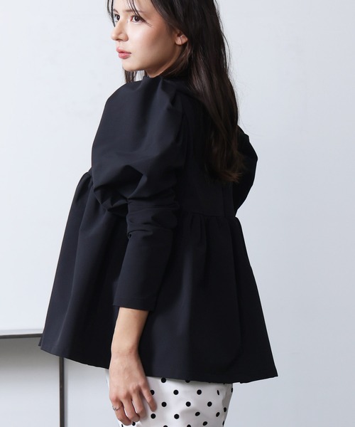 PICCIN PERLA ブラウス シャツ ビッグカラーペプラムブラウス