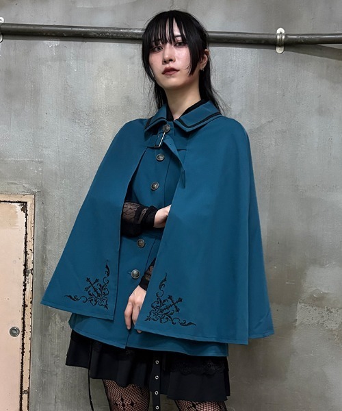 NIBBLE POISON（ニブルポイズン） コート アウター クロス刺繍ケープ