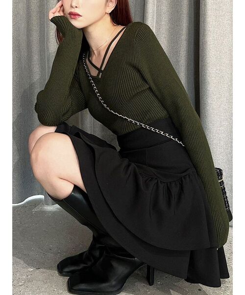 RESEXXY（リゼクシー） ニット セーター デコルテクロスニットトップス