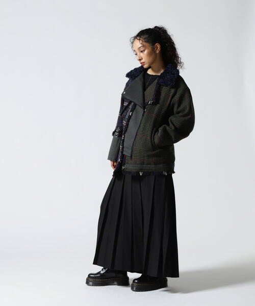 【AULA AILA】アウラアイラ（0）ボア レザー ノーカラー ジャケット 最 安値 価格ファッション - 【AULA AILA】アウラアイラ（0）ボア