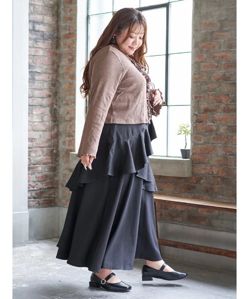 lija フリル付きスカート S/P マルチカラー リージャ ReーJ＆SUPURE（リジェイ＆スプル） スカート 「大きいサイズ」「Kanna