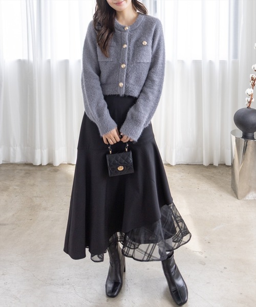 clear カーディガン ネコ毛シャギーニットカーディガン「大人