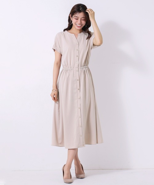 「Emilyan」 半袖ワンピース M ベージュ レディース_画像2