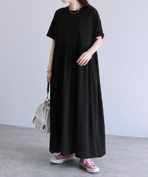 「reca」 半袖ワンピース M ブラック レディース_画像4