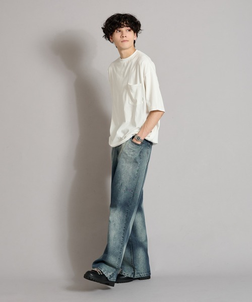 「WETTEMPT」 半袖Tシャツ LARGE ネイビー メンズ_画像5