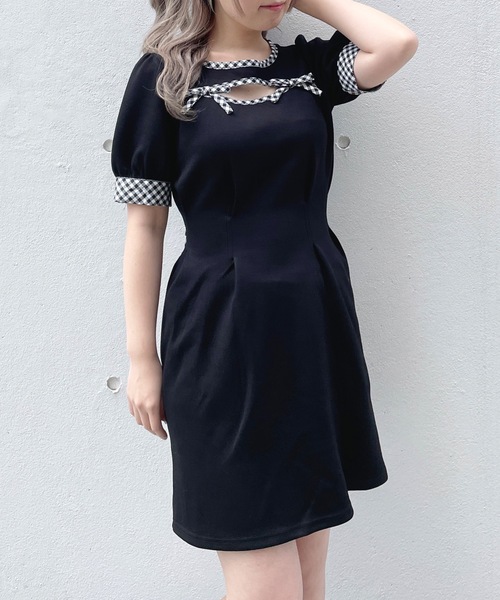 「abc une face」 半袖ワンピース FREE ベージュ レディース_画像6