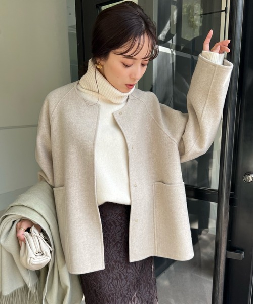 anuans（アニュアンス） ノーカラージャケット FREE ネイビー