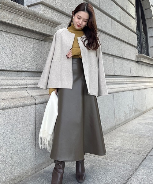 anuans（アニュアンス） ノーカラージャケット FREE ネイビー