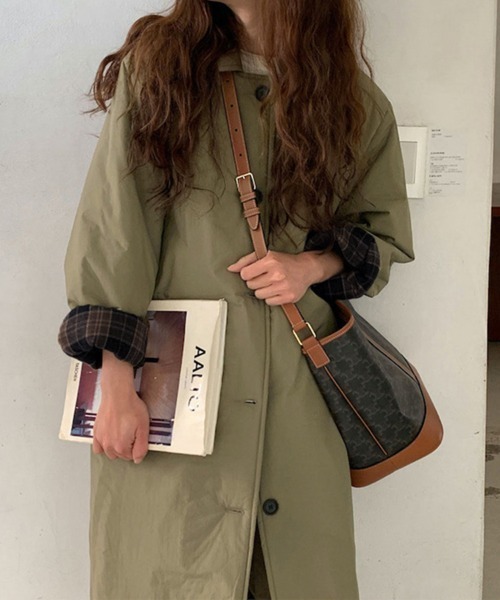 新品　トレンチコート　長め　ベージュ　レディース　　チェック 20%OFF 会員価格適用外】[Merfirge]【弱撥水加工】綿混 トレンチ