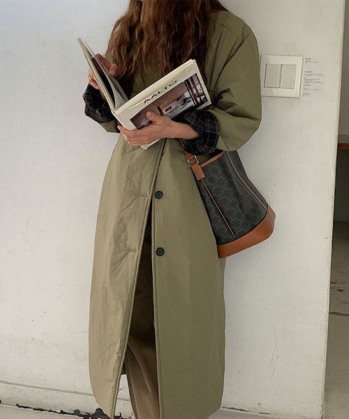 お値下げ❗️ ベージュ トレンチコート チェック裏地 MJUKA.（ミューカ）の「トレンチコート（裏地ボーダー/裏地チェック