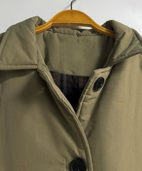 トレンチコート コート チェック柄裏地付きロングトレンチコート