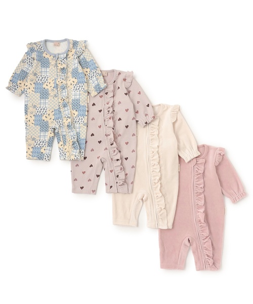 petit main ベビー服 ロンパース アソート前フリルカバーオール