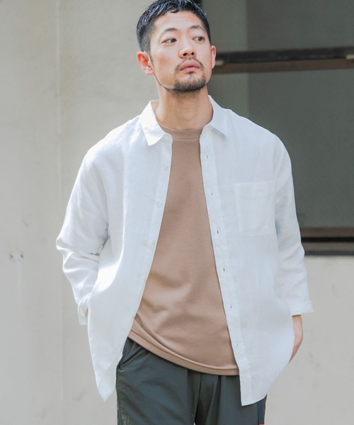 「URBAN RESEARCH ROSSO MEN」 7分袖シャツ SMALL ネイビー メンズ_画像2