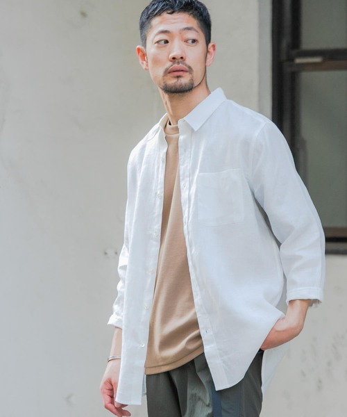 「URBAN RESEARCH ROSSO MEN」 7分袖シャツ SMALL ネイビー メンズ_画像5