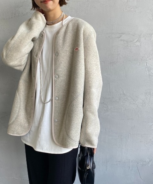 【DANTON】ダントン　ノーカラージャケット　ベージュ　M クリーニング済 Danton（ダントン） ノーカラージャケット 34 ベージュ レディース