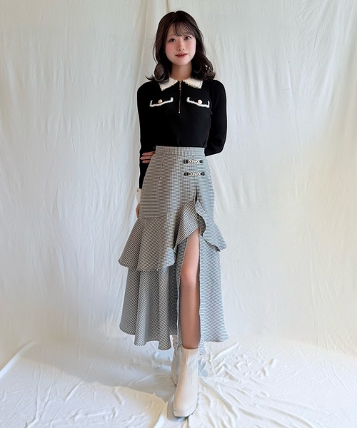 NOMAE（ノーマエ） ロング スカート ビットラッフルスリットスカート