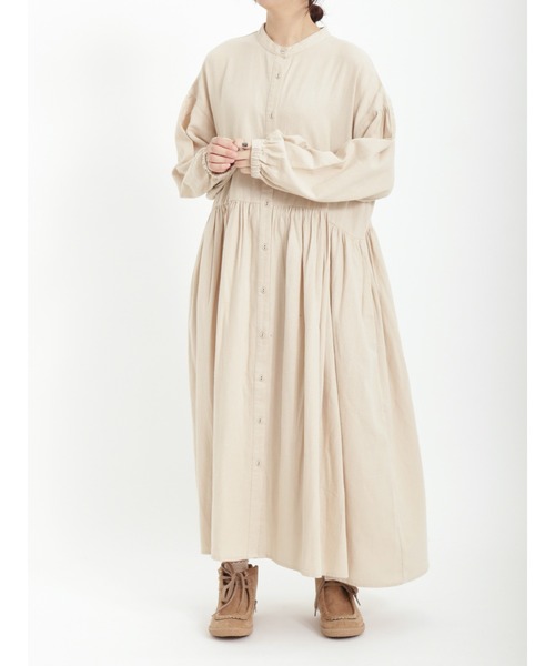 「Samansa Mos2」 長袖ワンピース フリ- ベージュ レディース_画像2