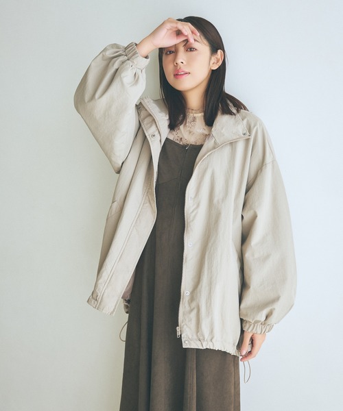 「mysty woman」 ナイロンブルゾン FREE カーキ レディース_画像5