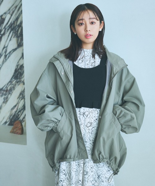 「mysty woman」 ナイロンブルゾン FREE カーキ レディース_画像8