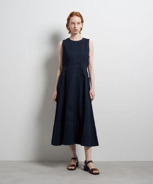 LANVIN ランバンコレクション デニムワンピース ノースリーブ 切替 日本製 LANVIN en Bleu ワンピース Lee×LANVIN Bleuデニムワンピース