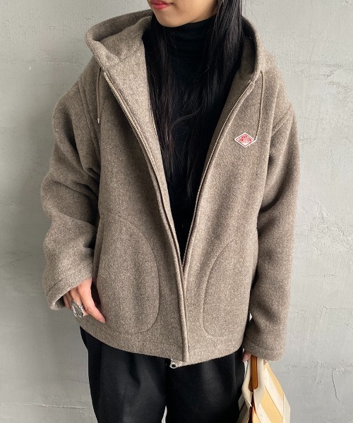 DANTON」 ジップアップパーカー 36 ベージュ レディース