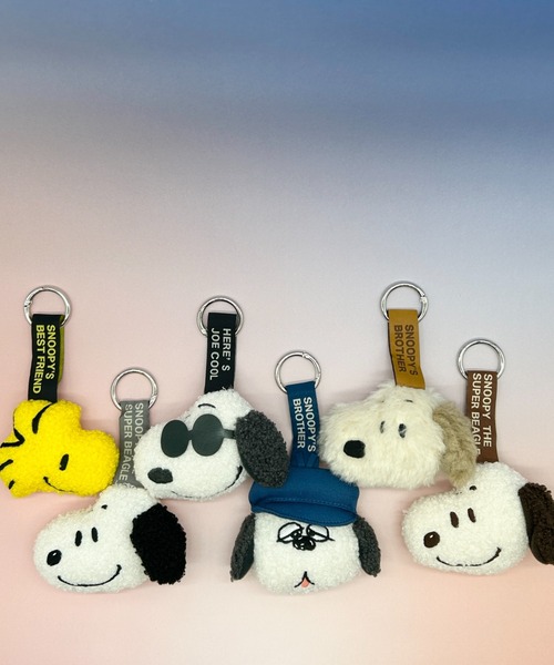 ♯Hpj09STスヌーピーSNOOPYフェイスマスコットキーチェーン全5種 ピーナッツ／ファニーフェイス／ ボールチェーンマスコット