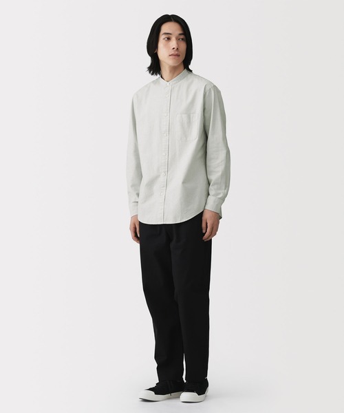 無印良品（MUJI） シャツ 紳士 洗いざらしオックススタンドカラー長袖