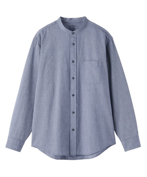 無印良品（MUJI） シャツ 紳士 洗いざらしオックススタンドカラー長袖