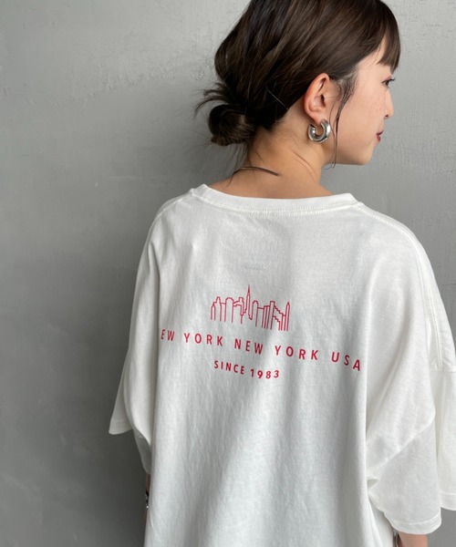tシャツ 「MANHATTAN PORTAGE/マンハッタンポーテージ」 別注 ショート丈 ロゴプリントTシャツ「追加」 レディースの画像