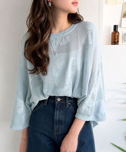 classicalelf（クラシカルエルフ） tシャツ 繊細な花柄編みで軽やかに